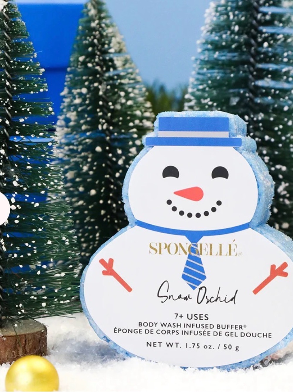 Spongelle Snowman Snow Orchid Body Wash Infused Buffer - Blue